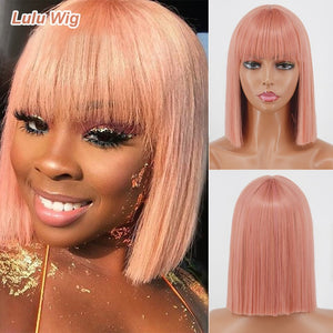 Synthetic Blonde Wig with Bangs Short Wigs for Women