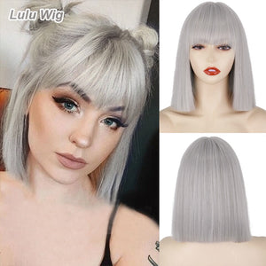 Synthetic Blonde Wig with Bangs Short Wigs for Women