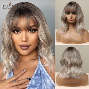 EASIHAIR Synthetic Bob Wigs with Bang Short