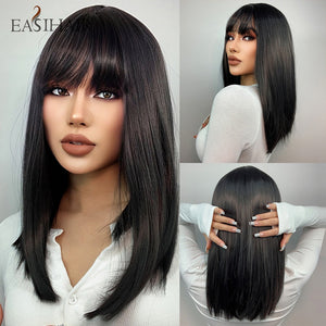 EASIHAIR Synthetic Bob Wigs with Bang Short